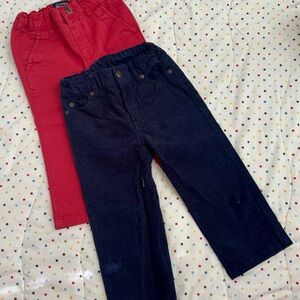 Janie and Jack Red and Navy Kids Pants